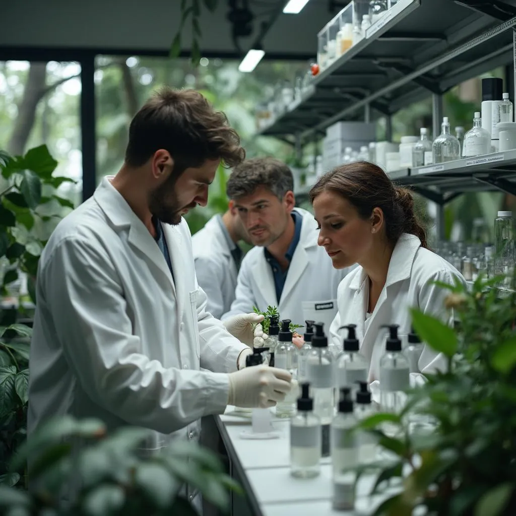 Cientistas pesquisando ingredientes da Amazônia